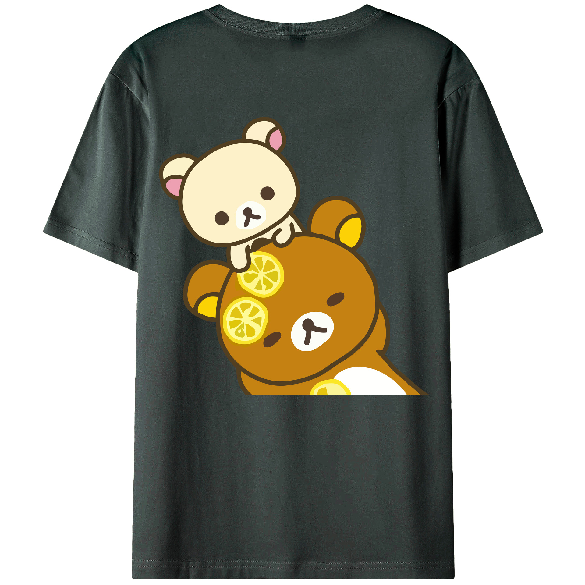 （画像用） リラックマ リラックマ キイロイトリ Rilakkuma Korilakkuma Kiiroitori 綿100％ メンズ半袖Tシャツ（バックプリント） 通気性